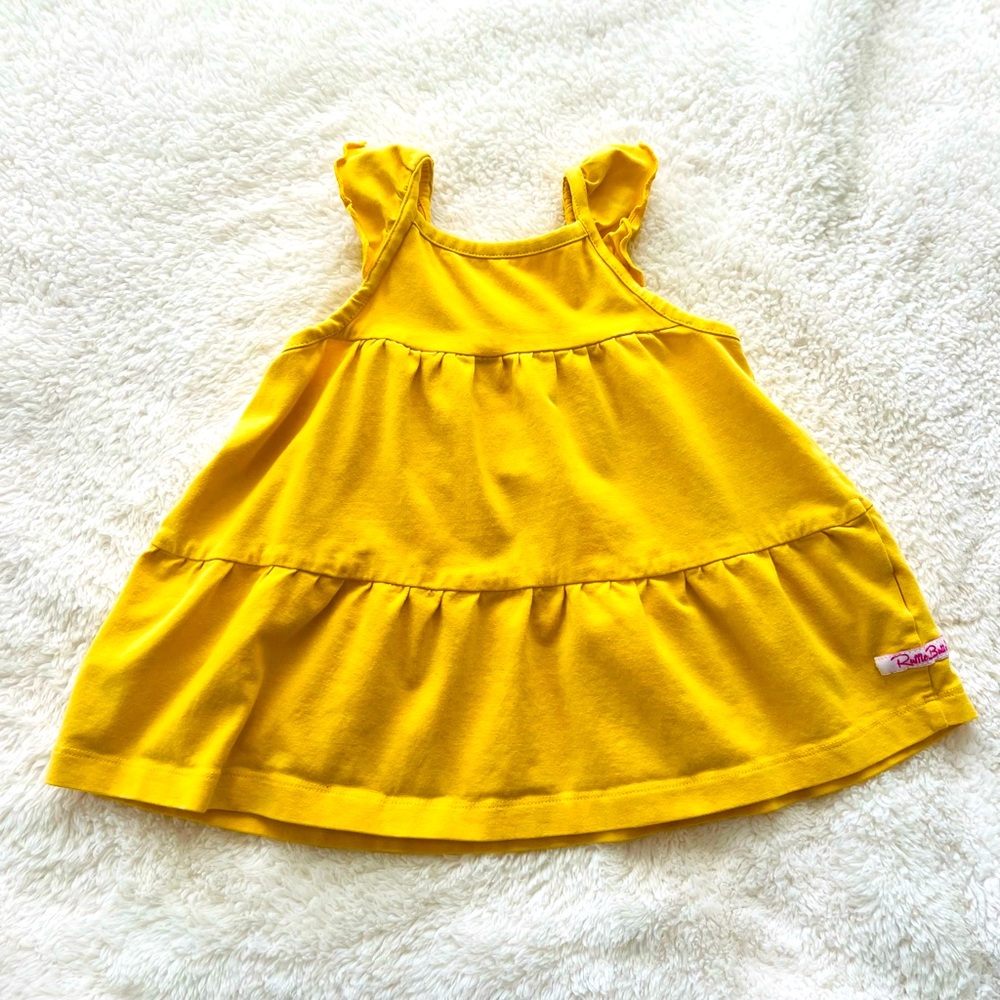 RuffleButts Girls Yellow Tiered Tank Top Knit